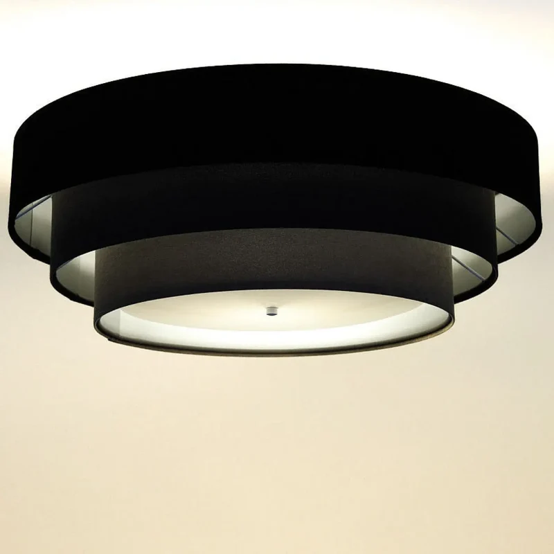 Luminaire Plafonnier | TRINITI VELOURSSTOFF (Noir/Gris/Doré)