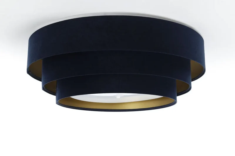 Luminaire Plafonnier | TRINITI VELOURSSTOFF (Bleu Marine/Doré)
