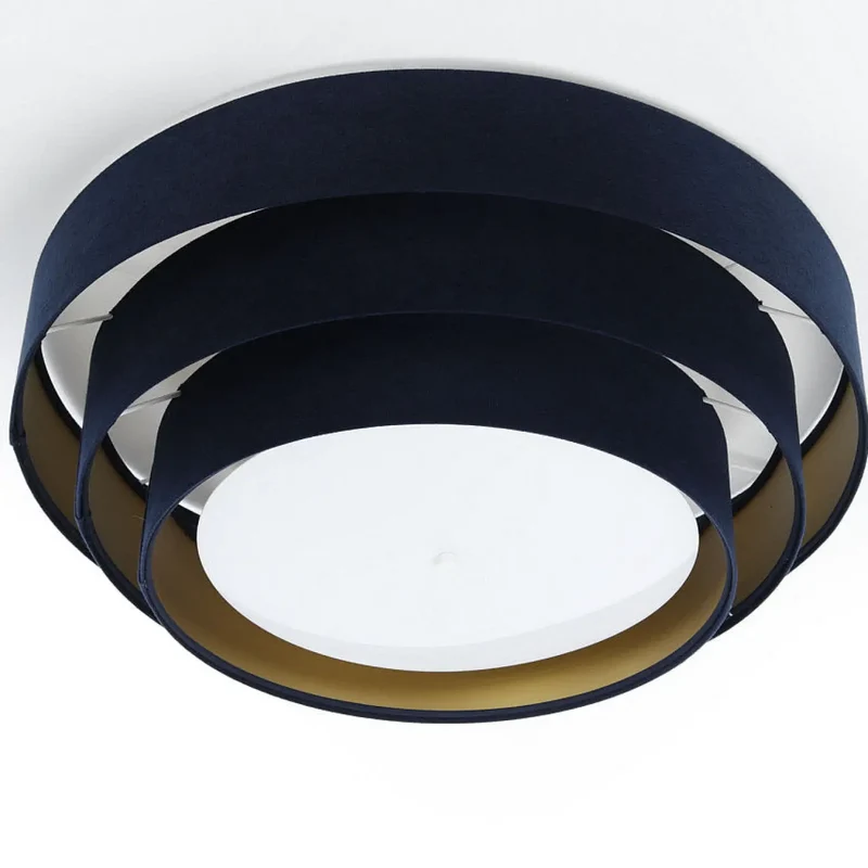 Luminaire Plafonnier | TRINITI VELOURSSTOFF (Bleu Marine/Doré)