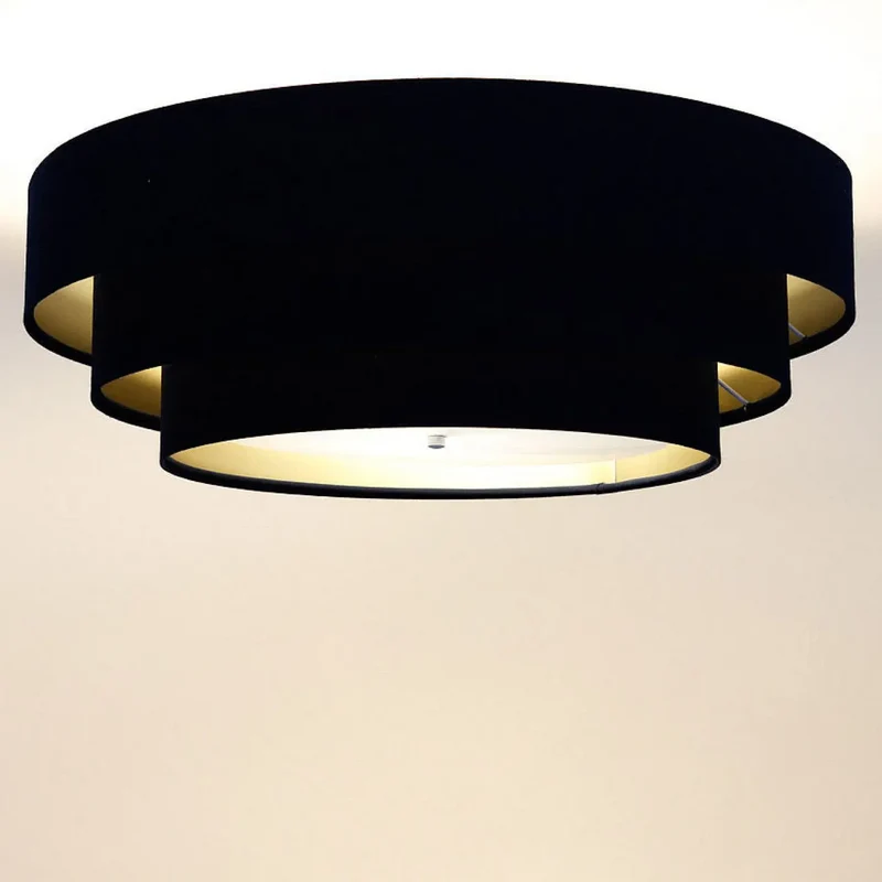 Luminaire Plafonnier | TRINITI VELOURSSTOFF (Noir/Doré)