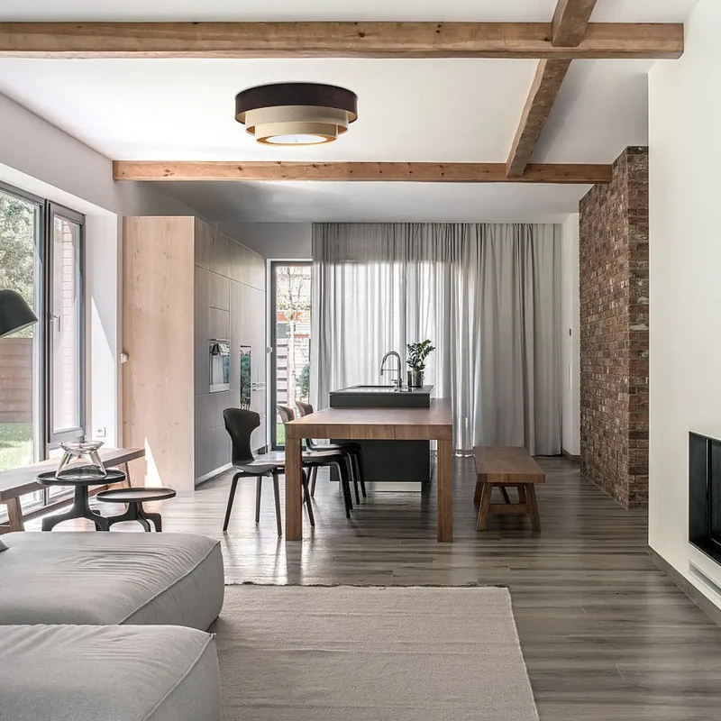 Luminaire Plafonnier | TRINITI VELOURSSTOFF (Marron/Beige/Doré)