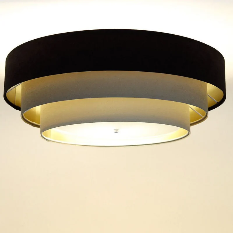Luminaire Plafonnier | TRINITI VELOURSSTOFF (Marron/Beige/Doré)