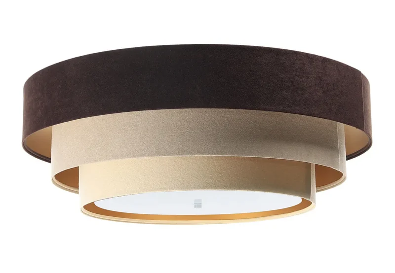 Luminaire Plafonnier | TRINITI VELOURSSTOFF (Marron/Beige/Doré)