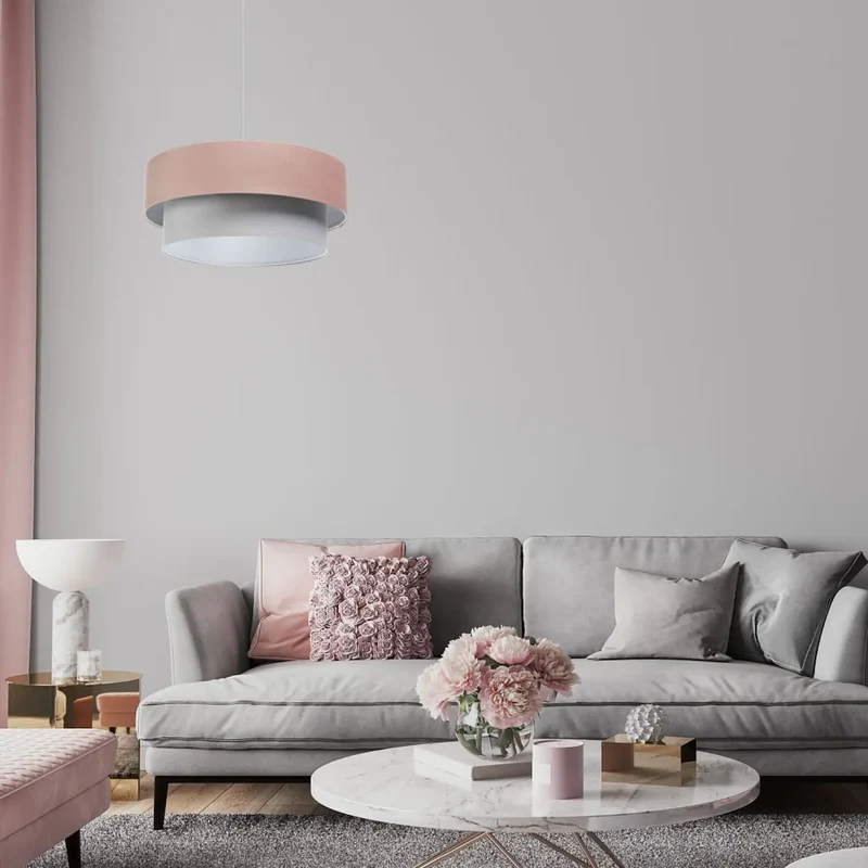 Suspension Luminaire | DUO JASMIN (Rose/Gris/Gris Clair)
