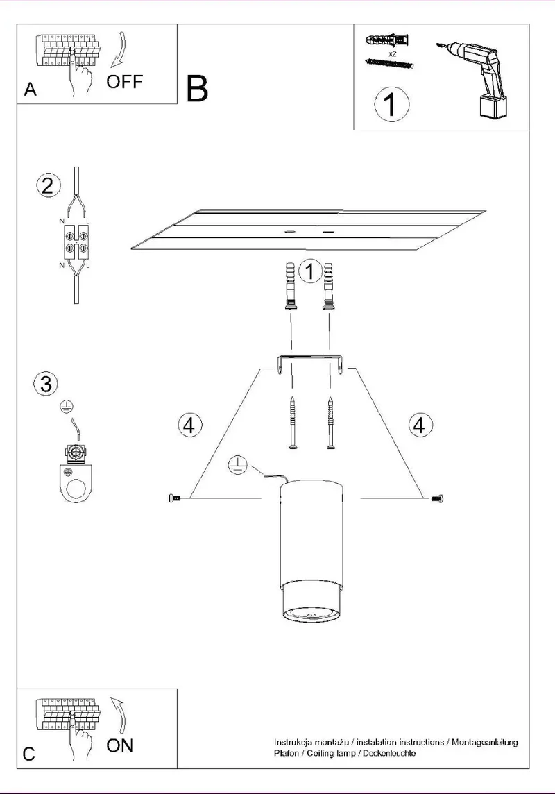 Luminaire Plafonnier | NERO 12,5 (Noir/Doré)