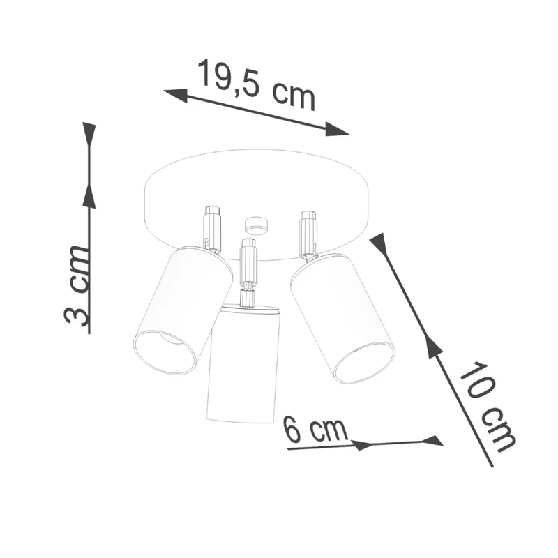 Luminaire Plafonnier | WINX 3P (Noir/Chrome)