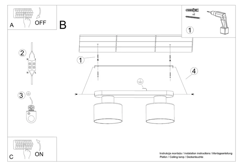 Luminaire Plafonnier | SAVAR 2 (Noir)